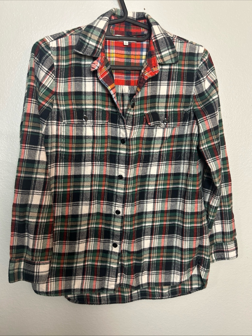 Madewell Women’s Blue & Green Plaid Flannel Shirt XS